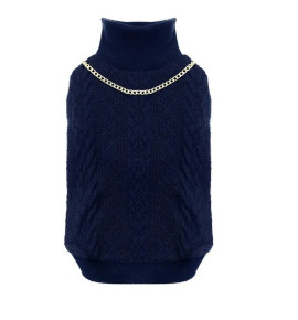 Maglioncino per cani a collo alto - Chains Blu Croci