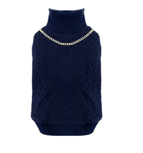 Maglioncino per cani a collo alto - Chains Blu Croci Maglioncino per cani a collo alto - Chains Blu Croci