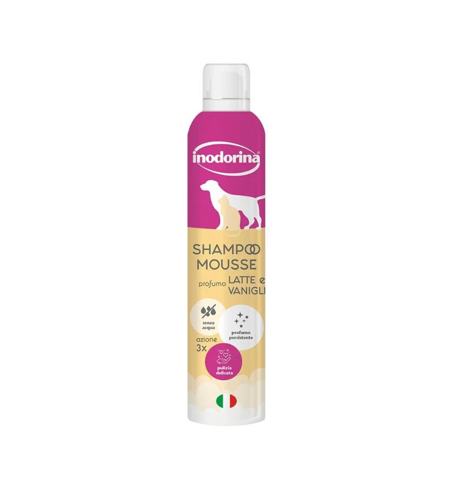 Shampoo mousse Latte Vaniglia Inodorina – Pulizia a secco