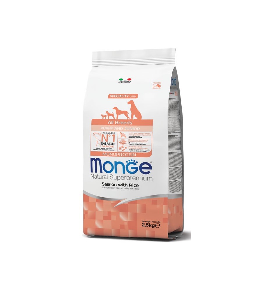 Monge Natural Superpremium All Breeds Puppy & Junior Monoprotein Salmone con Riso