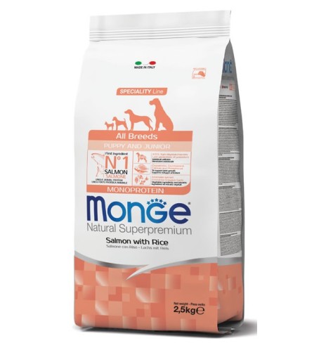 Monge Natural Superpremium All Breeds Puppy & Junior Monoprotein Salmone con Riso