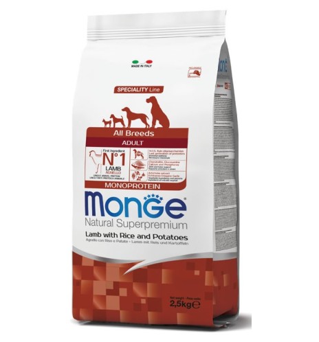 Monge Natural Superpremium All Breeds Adult Monoprotein Agnello con Riso e Patate