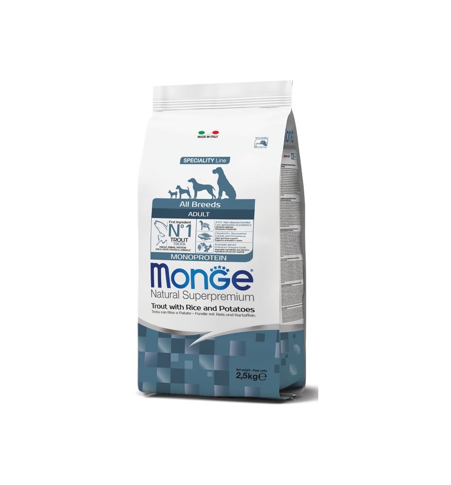 Monge Natural Superpremium All Breeds Adult Monoprotein Trota con Riso e Patate