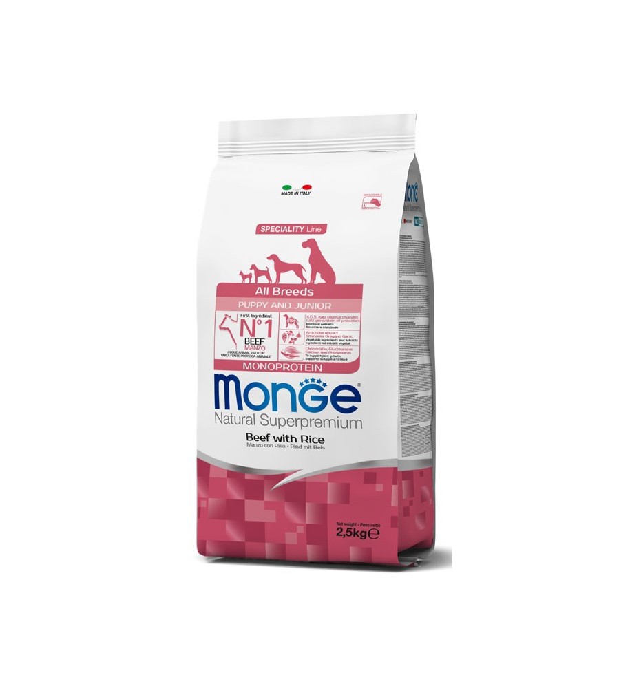 Monge Natural Superpremium All Breeds Puppy & Junior Monoprotein Manzo con Riso