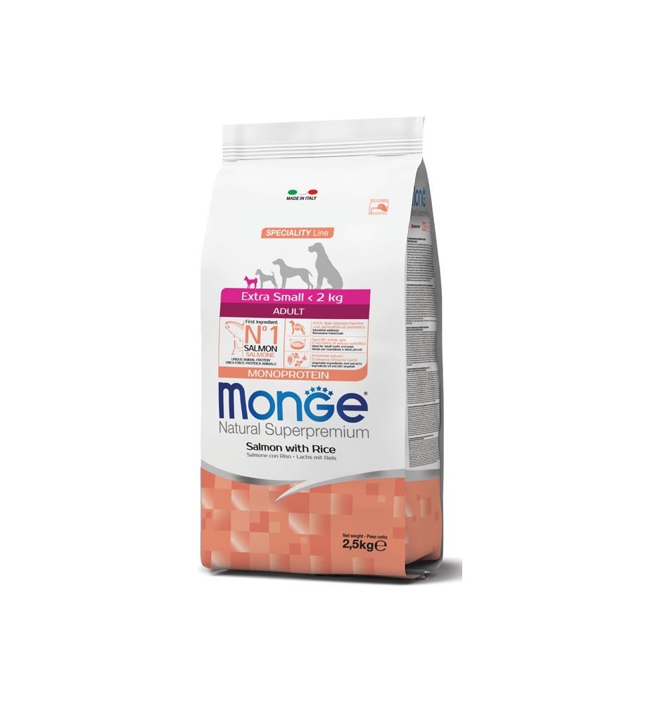 Monge Natural Superpremium Extra Small Adult Monoprotein Salmone con Riso