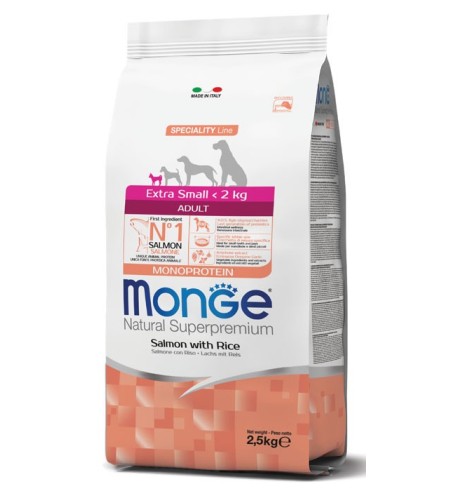 Monge Natural Superpremium Extra Small Adult Monoprotein Salmone con Riso